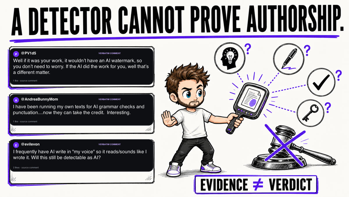 A Claude detector can provide evidence of processing but cannot prove authorship.