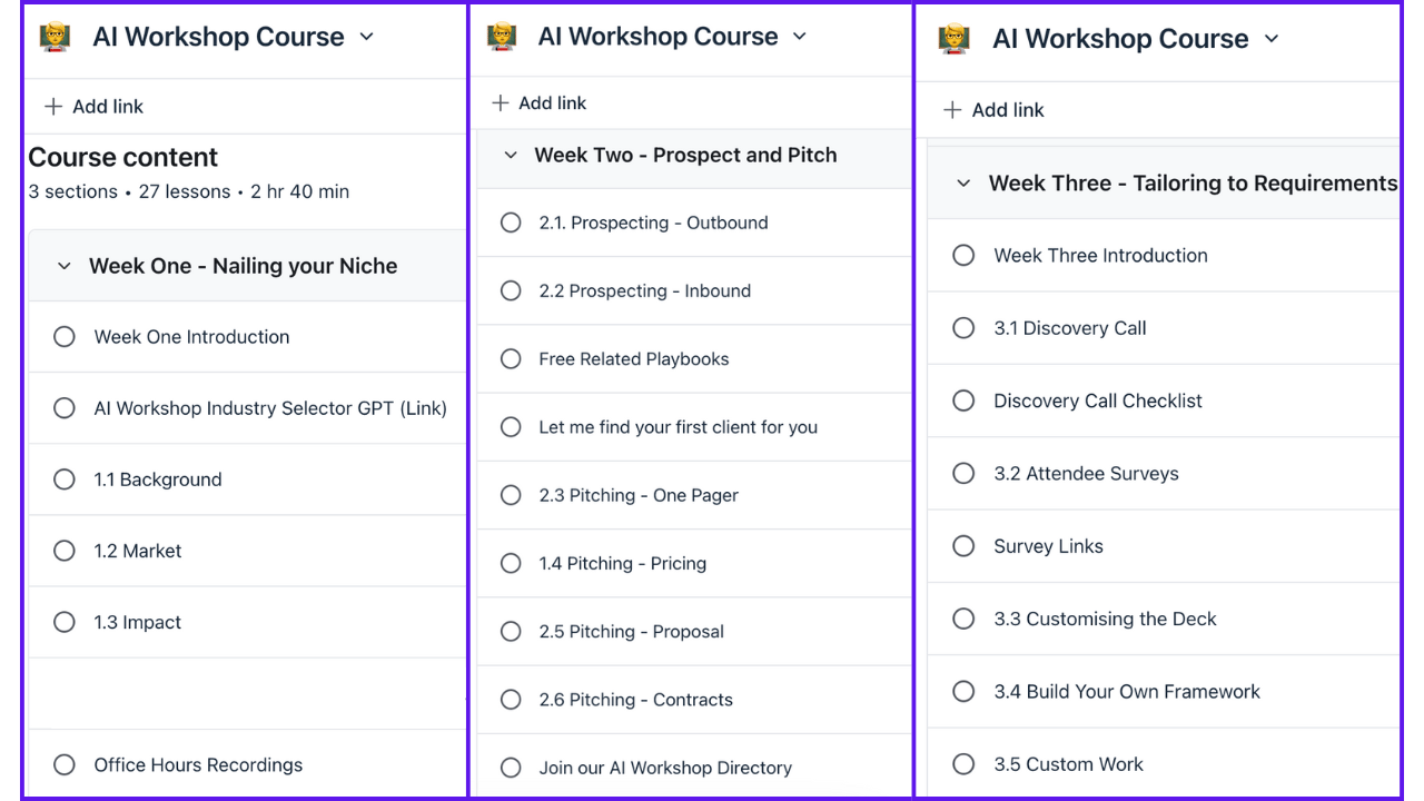 AI Workshop Kit - Component 3 support material course structure