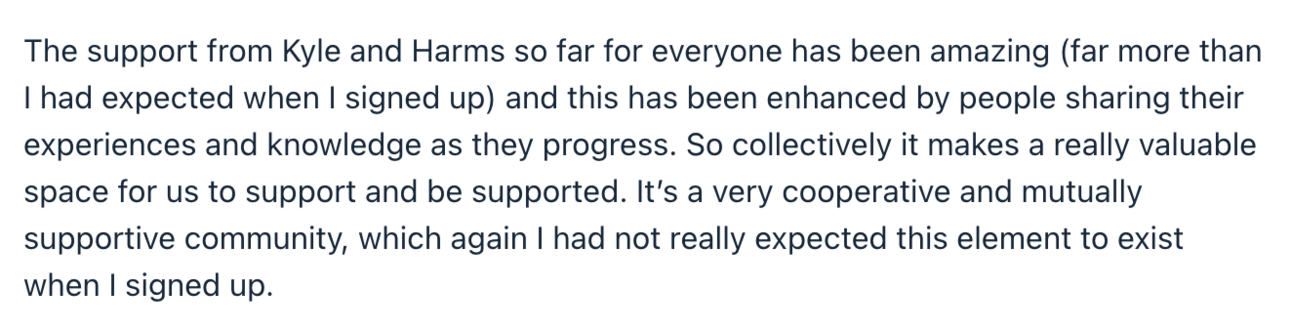 Ross Baptie testimonial - community support is really valuable