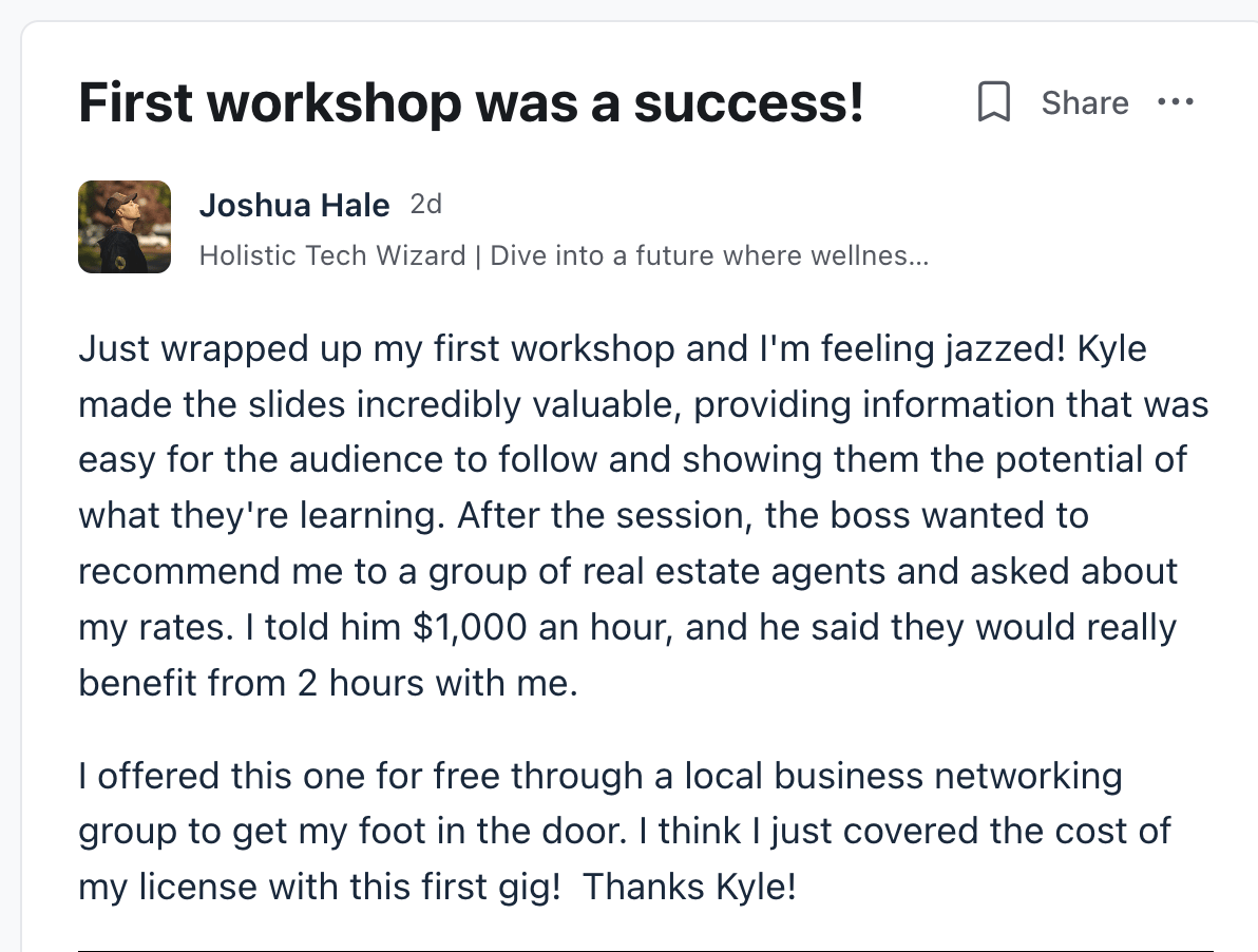 Community post - Joshua Hale: First workshop was a success!