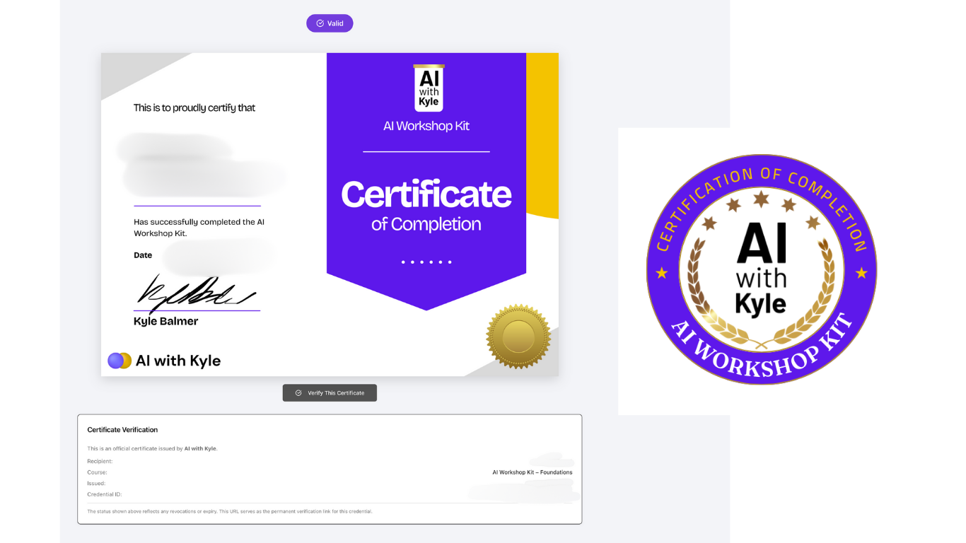 AI Workshop Kit Certificate of Completion